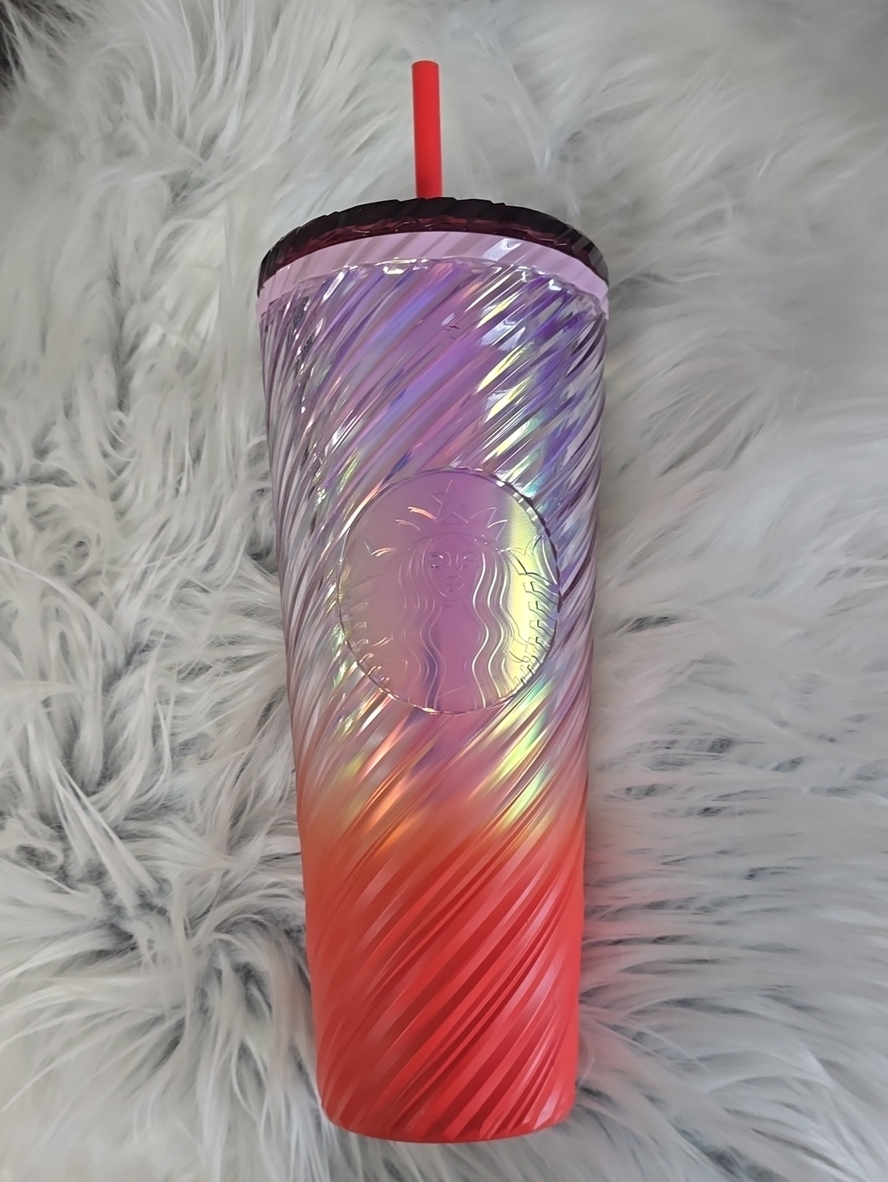 ❤️Starbucks 2025 Sunrise Swirl Iridescent Spiral Tumbler - Purple, Pink, Coral